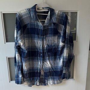 Vanilla Star Navy and White Plaid Women’s Shirt